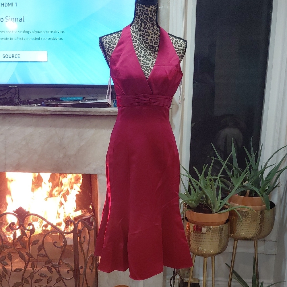 Sophia Tolli Vibrant Red Backless Dress